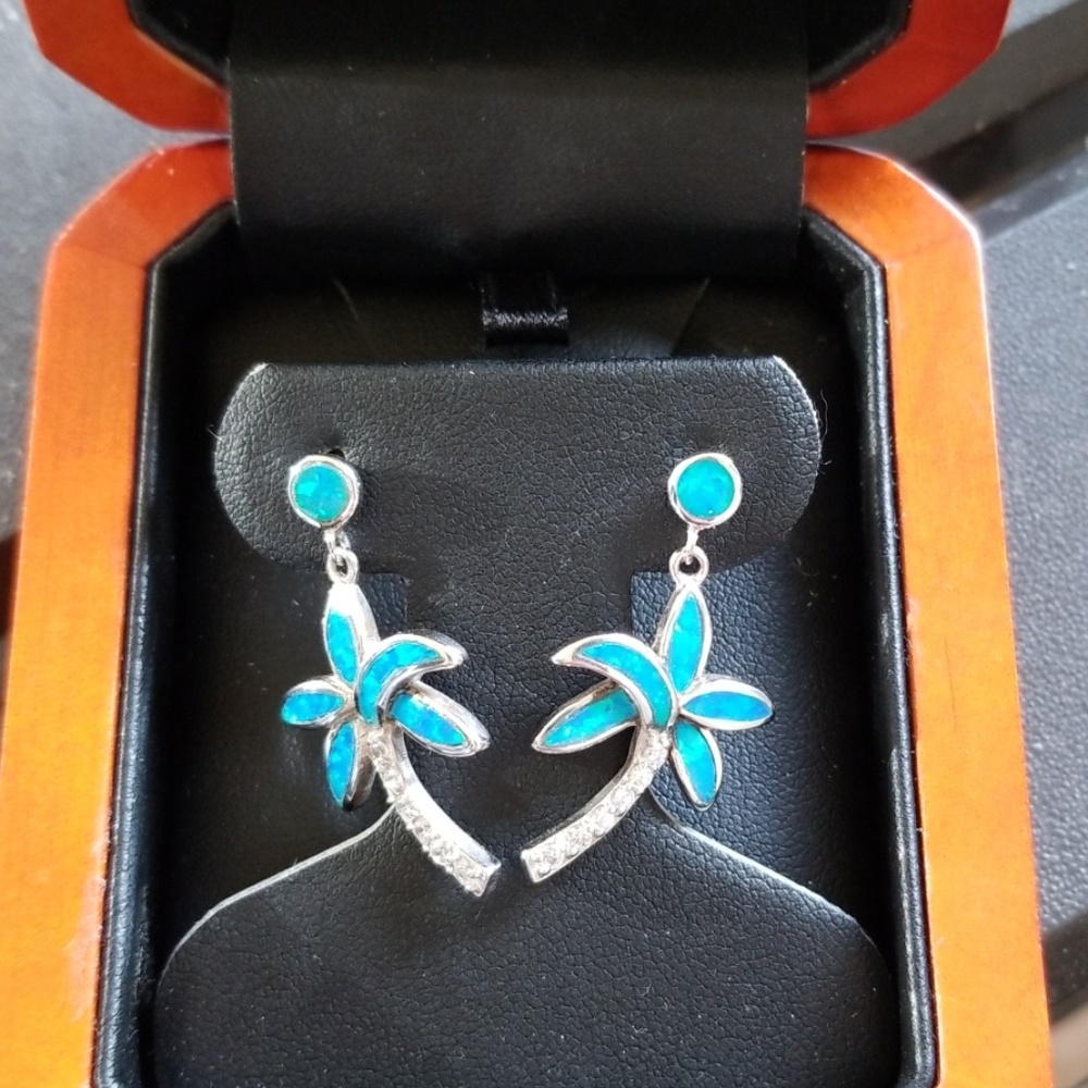 Blue  simulated Opal Earrings